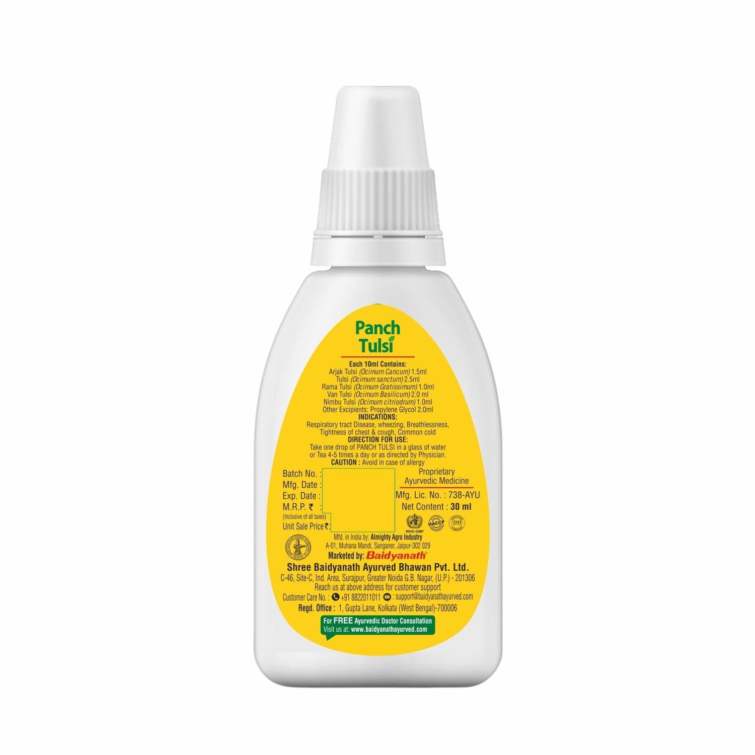 Baidyanath Ayurved Panch Tulsi Drops - 30 ml | Natural Immunity Booster with Goodness of Five Types of Tulsi thumbnail