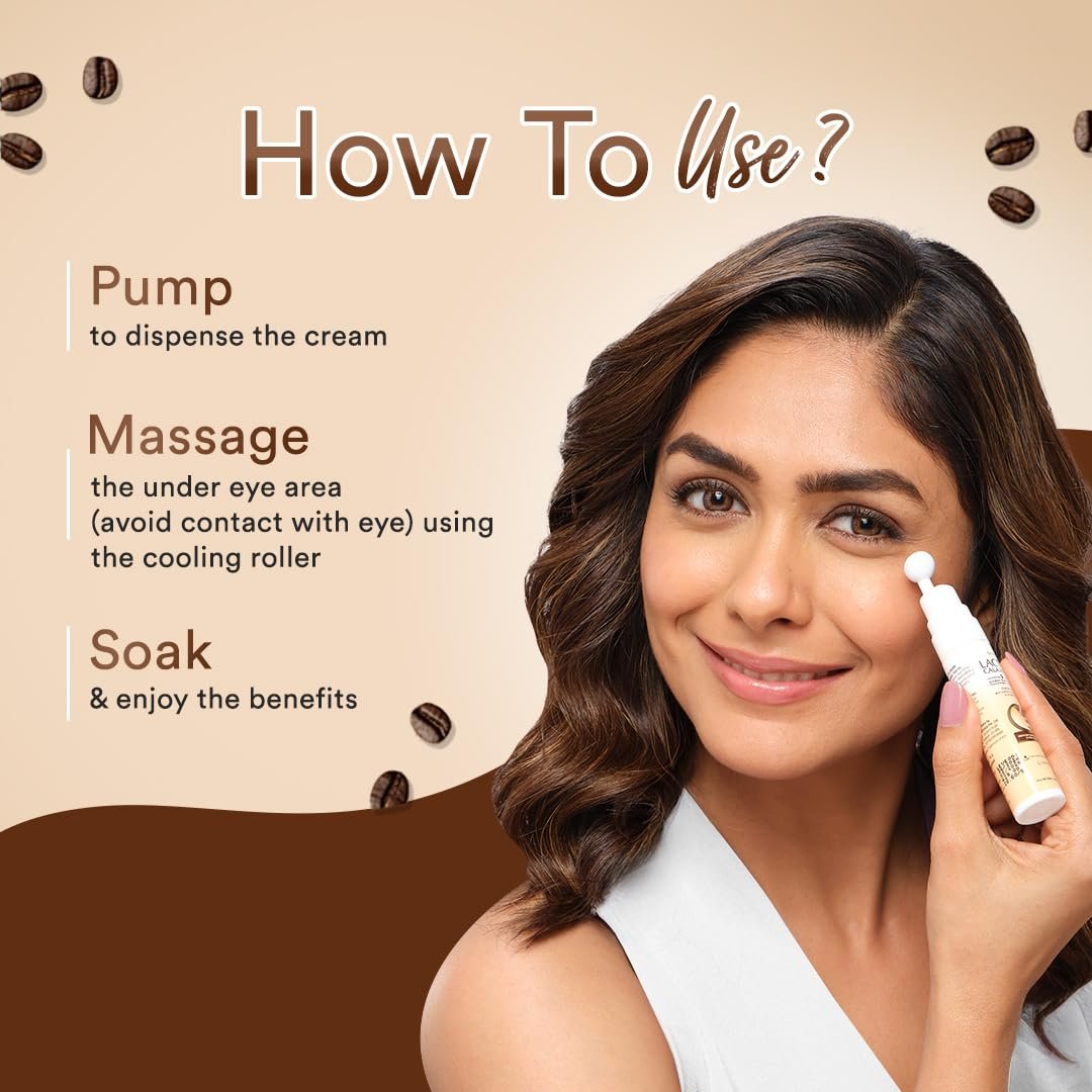 Lacto Calamine Under Eye Cream For Dark Circles for Women & Men | Fine Lines & Puffy Eyes With Cooling Massage Roller | 15g | With Coffee Oil, Multi-Peptides, Niacinamide, & Vitamin E thumbnail