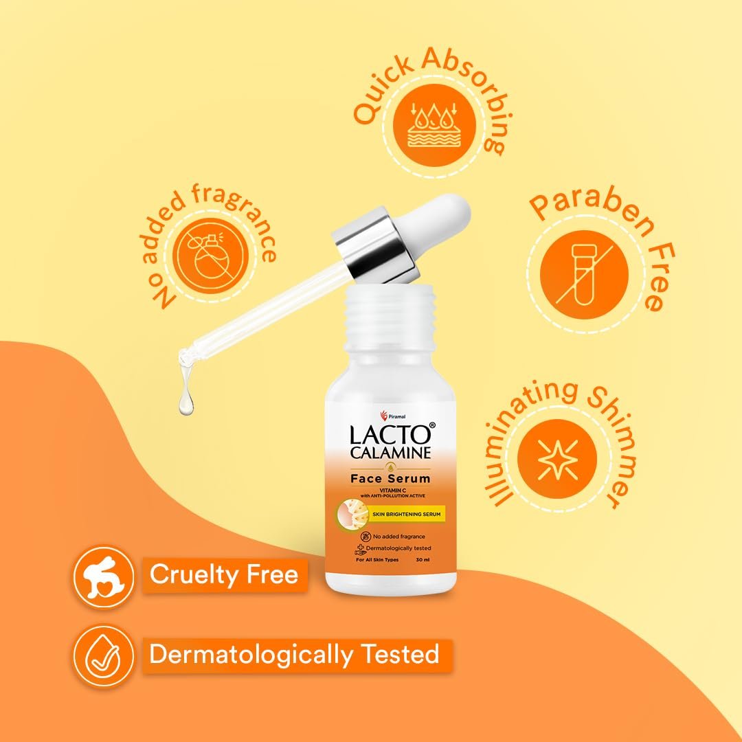 Lacto Calamine Vitamin C Face Serum with 98% Pure Vitamin C Complex & Niacinamide | Brightens Skin, Reduces Dark Spots & Hyperpigmentation | Boosts Glow & Evens Skin Tone |  30ml thumbnail