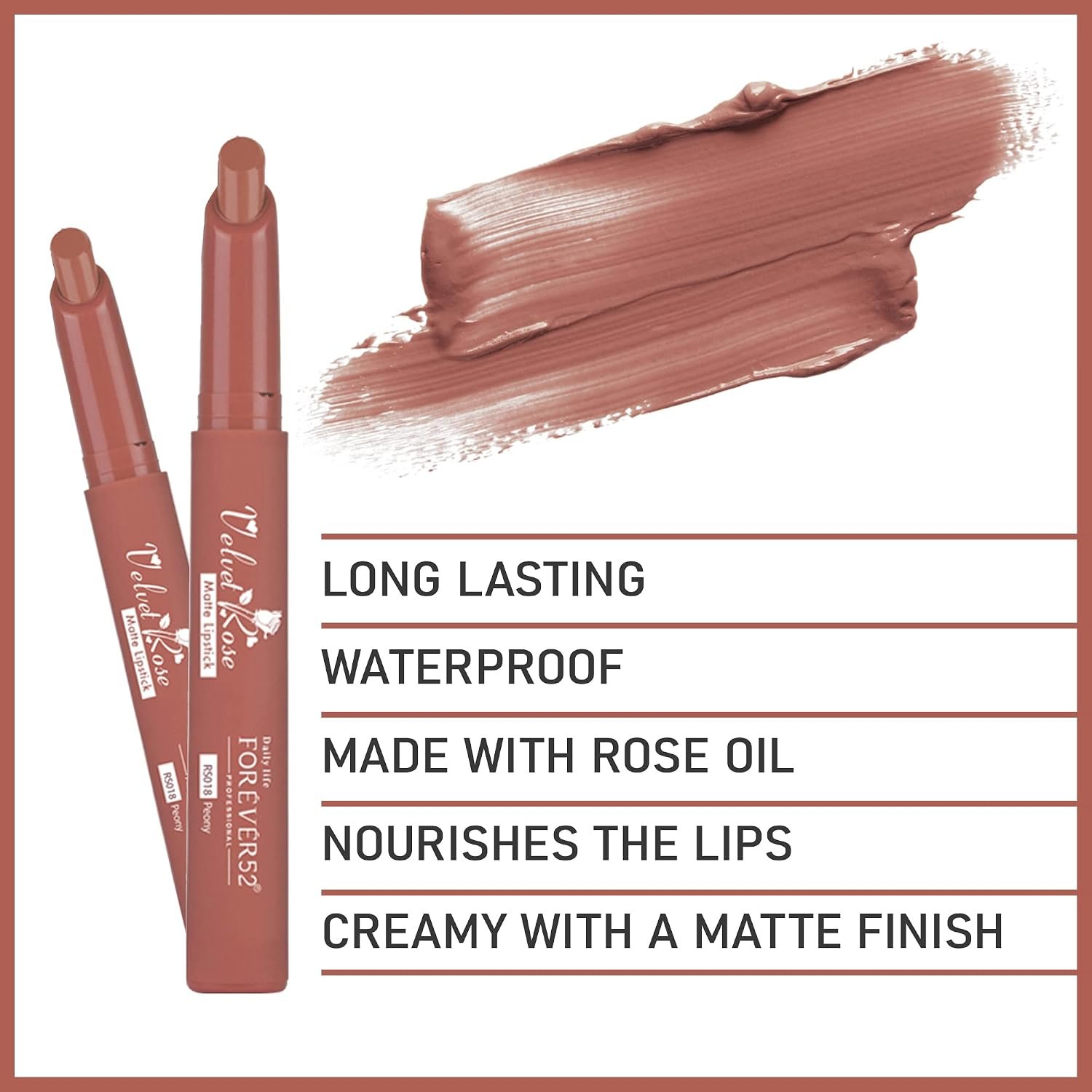 Daily Life Forever52 Velvet Rose Matte Long-Lasting Crayon Lipstick (Enriched With Rose Oil) - Hydrating Bold Lip Color With Silky Finish Look -Peony | Nudes thumbnail