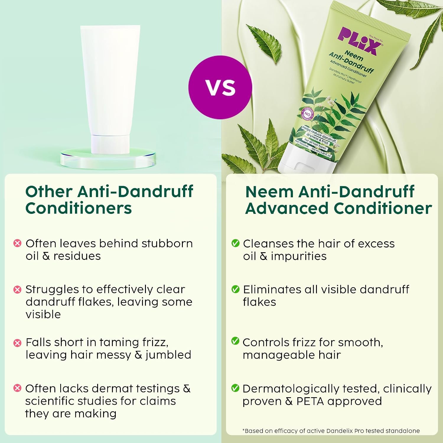PLIX - THE PLANT FIX Neem Anti-Dandruff Advanced Conditioner | Reduces Dandruff, Dryness & Frizz | With Dandelix Pro™ & Murumuru Butter | Locks in Moisture | Paraben & Sulphate Free | 100 ml thumbnail