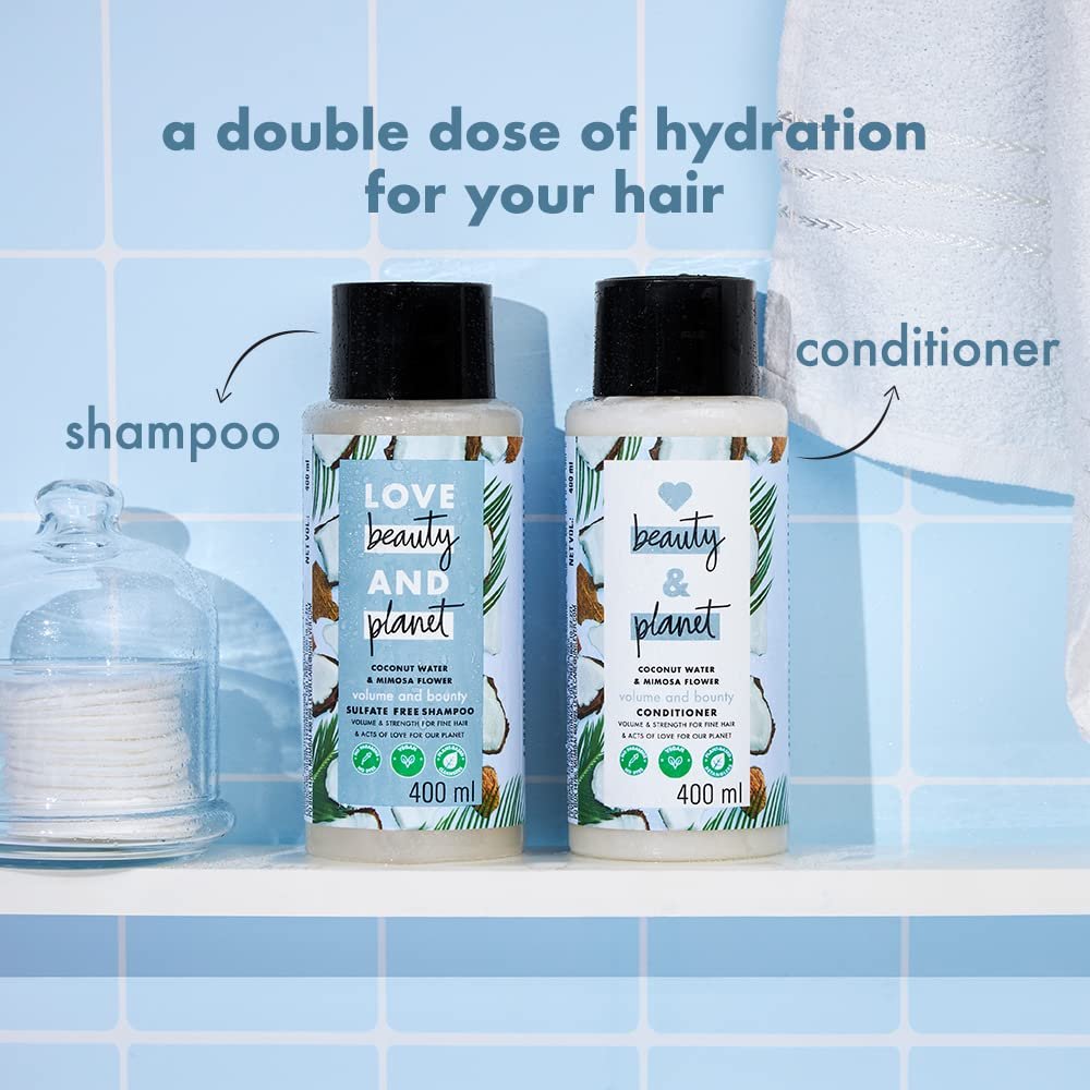 Love Beauty & Planet Coconut Water and Mimosa Flower Sulfate Free Volume and Bounty Shampoo|| No Parabens|| No Dyes|| 100% Organic Coconut Oil|| 200ml thumbnail