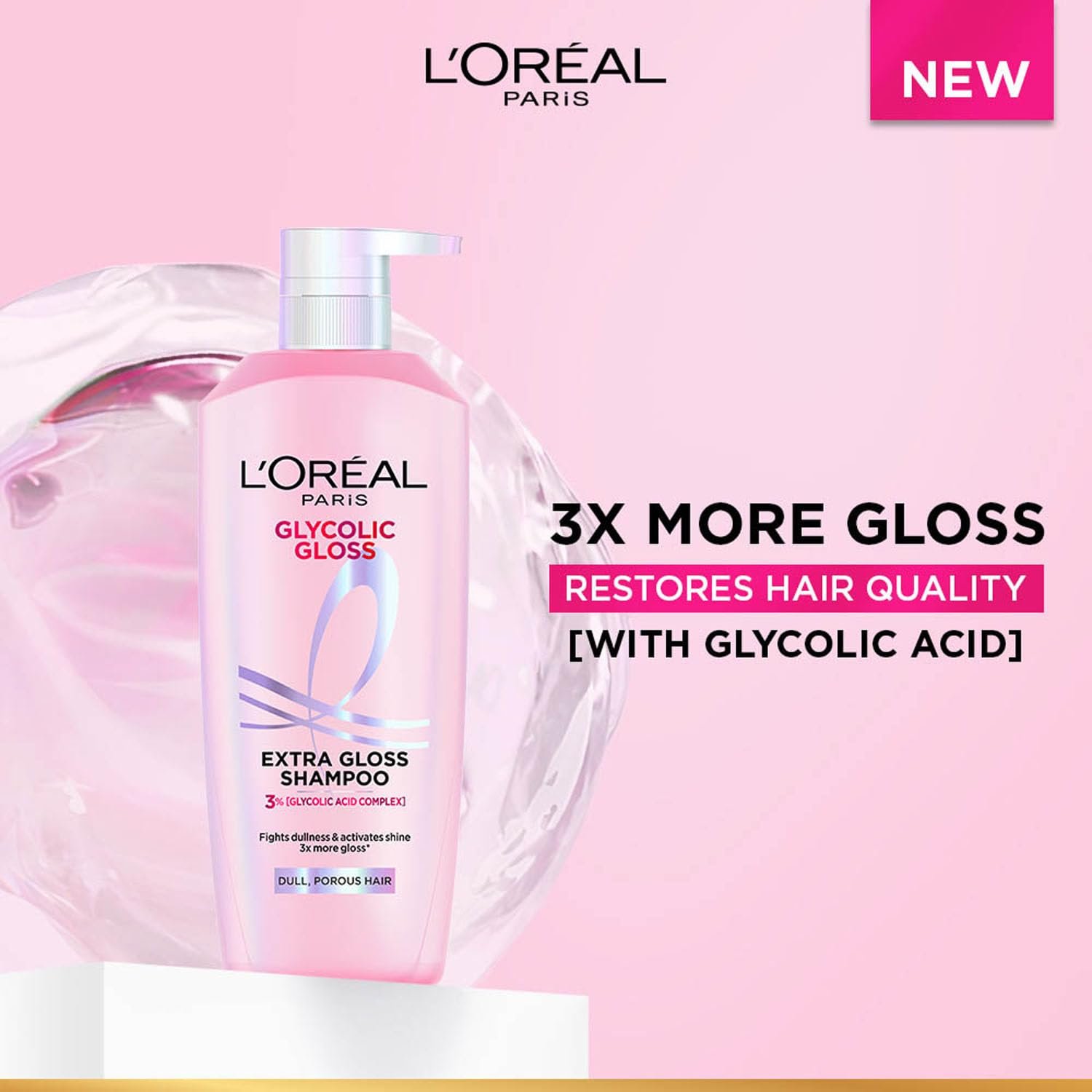 L'Oreal Paris Glycolic Gloss Shine Boosting Shampoo - 3X Gloss, 800ml thumbnail