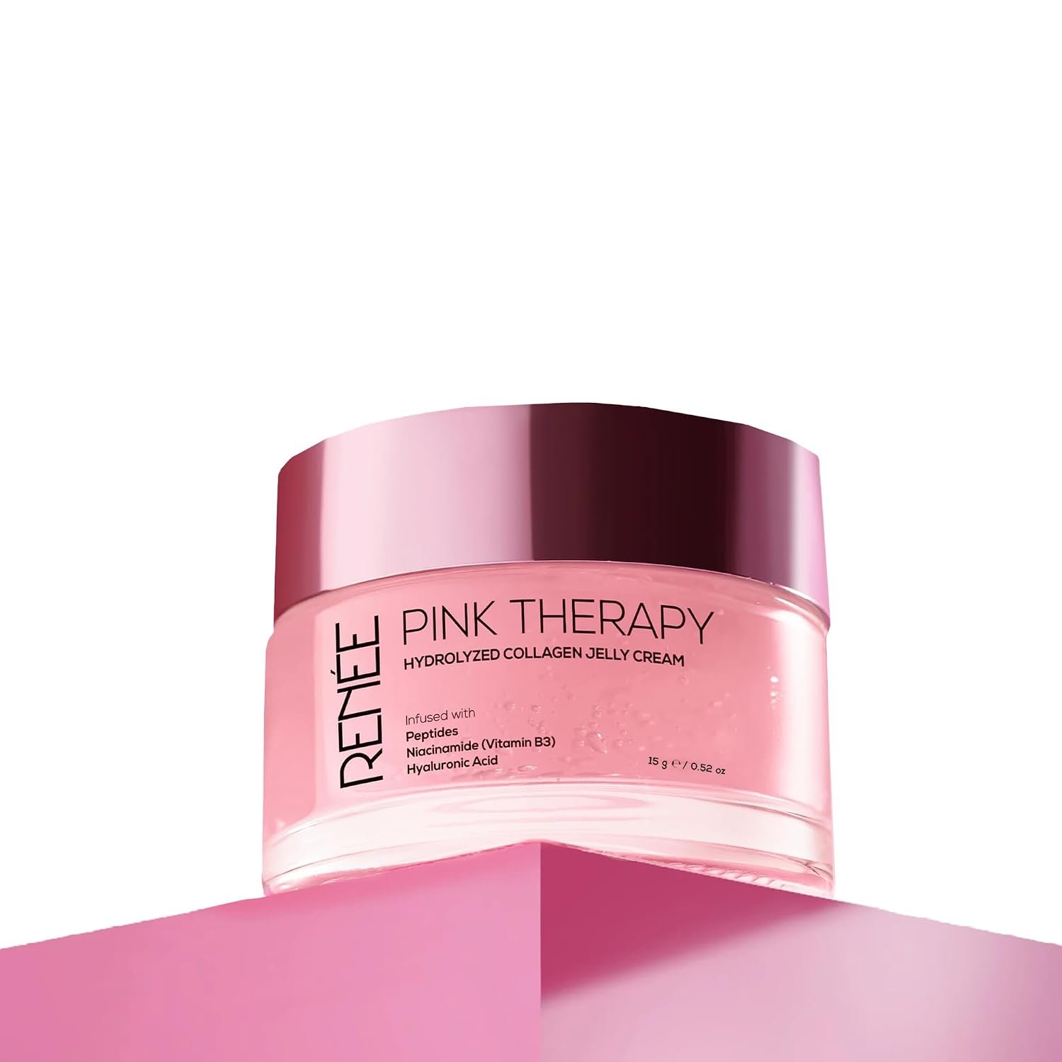 RENEE Pink Therapy Hydrolyzed Collagen Overnight Sleep Jelly Mask, 15 gm Hydrates, Repairs, Smoothens & Plumps Skin, Peptides, Niacinamide, Hydrolyzed Collagen Enriched