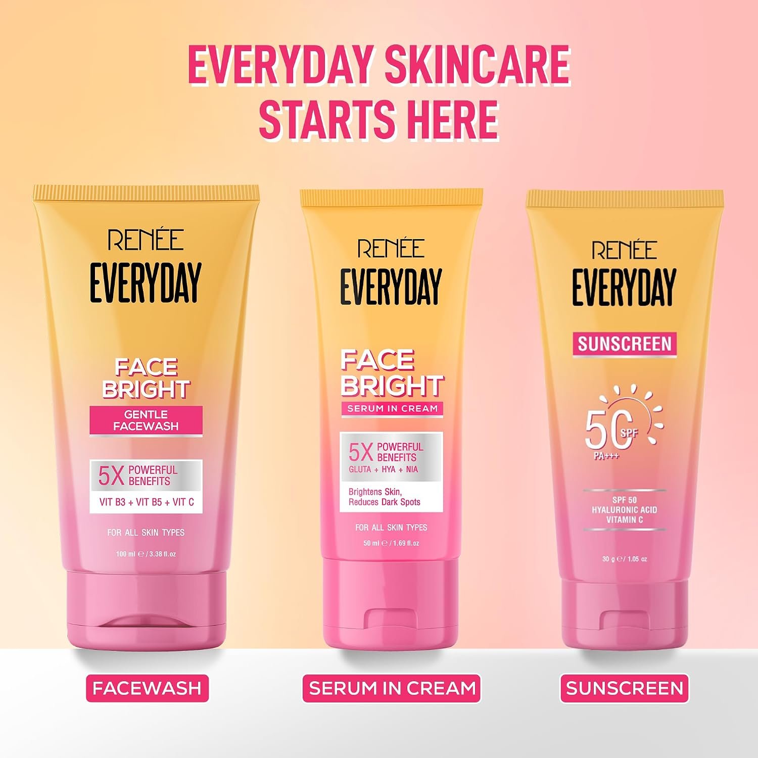 RENEE Everyday Face Bright Serum In Cream | Brighter, Hydrated Skin | Reduces Dark Spots, Even Skin Tone | With Niacinamide, Hyaluronic acid & Glutathione | 50 ml thumbnail