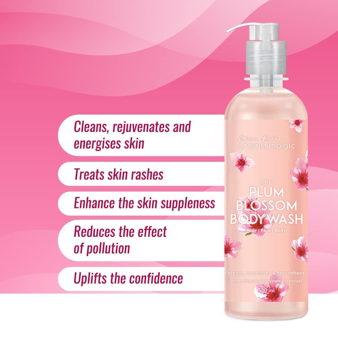 Aroma Magic 3 in 1 Plum Blossom Body Wash | Cleanses & nourishes skin, mattifies & revives dullness with Apple cider vinegar, grapefruit & clary sage essential oils, vitamin E | 220ml thumbnail
