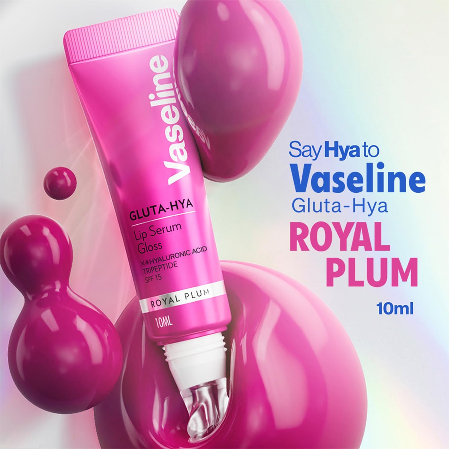 Vaseline Gluta-Hya Royal Plum Lip Gloss, Serum Lip Care with Hyaluronic Acid and GlutaGlow Technology, Tints, Plumps and Protects with SPF15, for Plumper Lips | 10 ml thumbnail