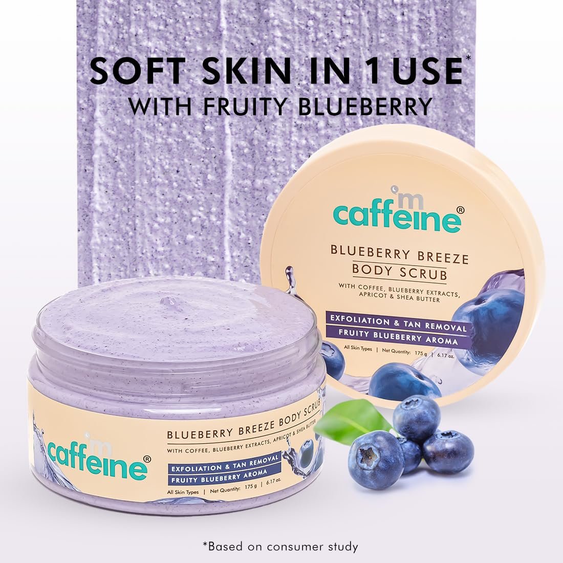 Mcaffeine Blueberry Breeze Body Scrub for Glowing Skin With Coffee, Apricot & Shea Butter | Removes Tan, Nourishes, Moisturizes | Exfoliating Scrub | Fruity Aroma for Men & Women - 175G thumbnail