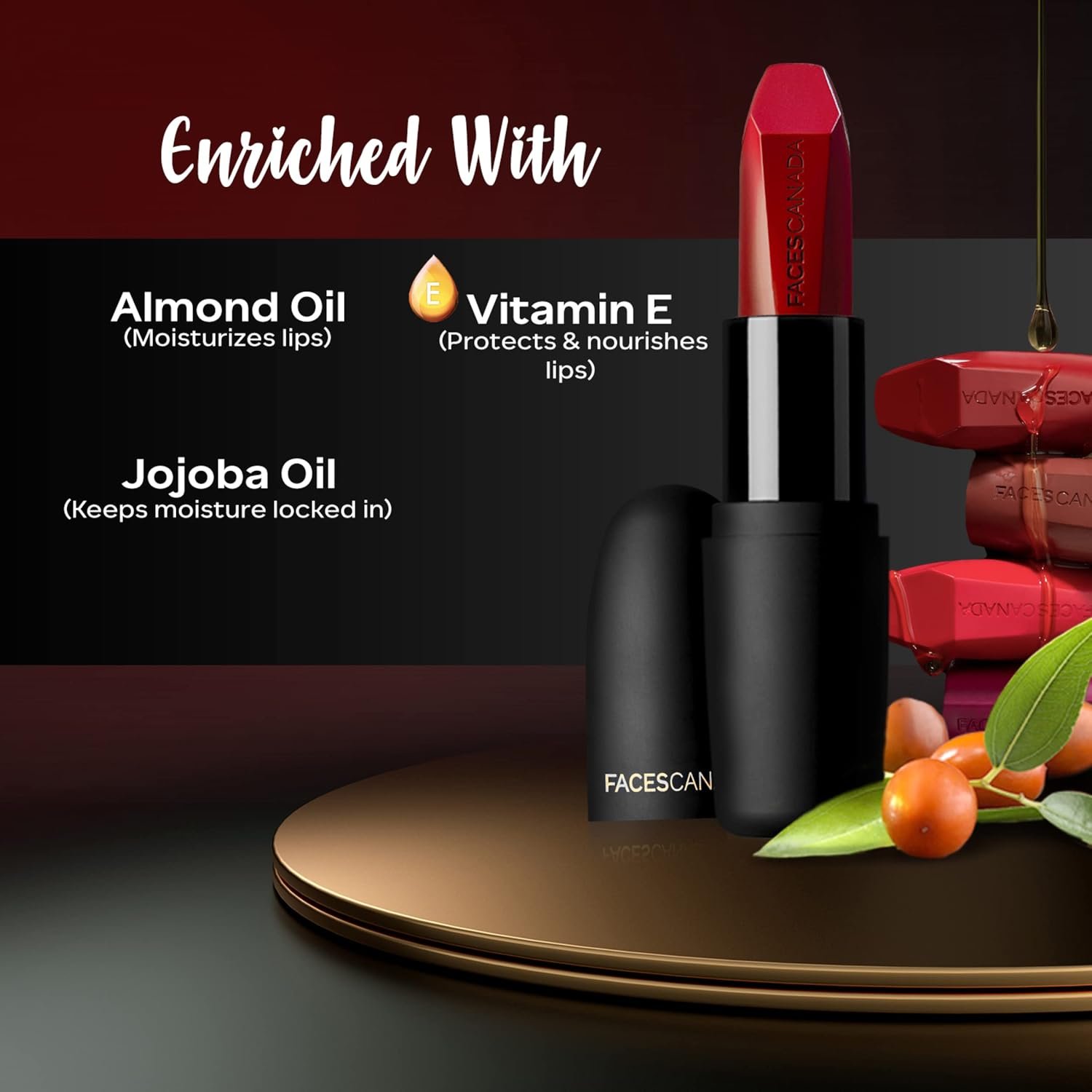 Faces Canada Weightless Matte Lipstick, Enriched with Jojoba and Almond Oil, Highly pigmented, Stroke weightless color, Keeps lips Moisturized, Wine Lip Color, Wine Rouge 3 , 4gm thumbnail