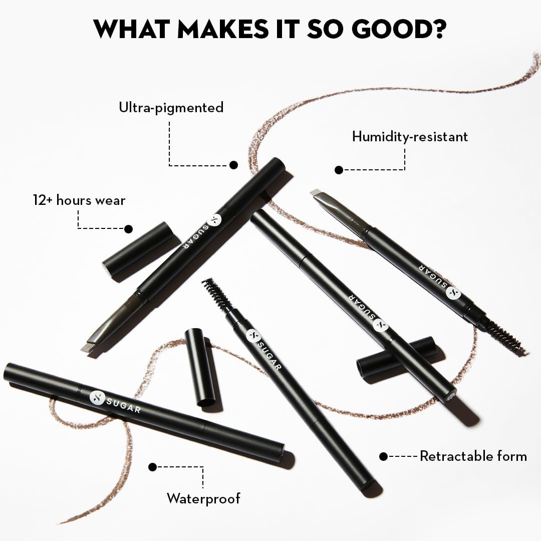 SUGAR Cosmetics Arch Arrival Brow Definer with Spoolie | Lasts Upto 12hrs | Pigmented Eyebrow Pencil | Long Lasting & Natural Finish | 3.5gm - 02 Taupe Tom thumbnail