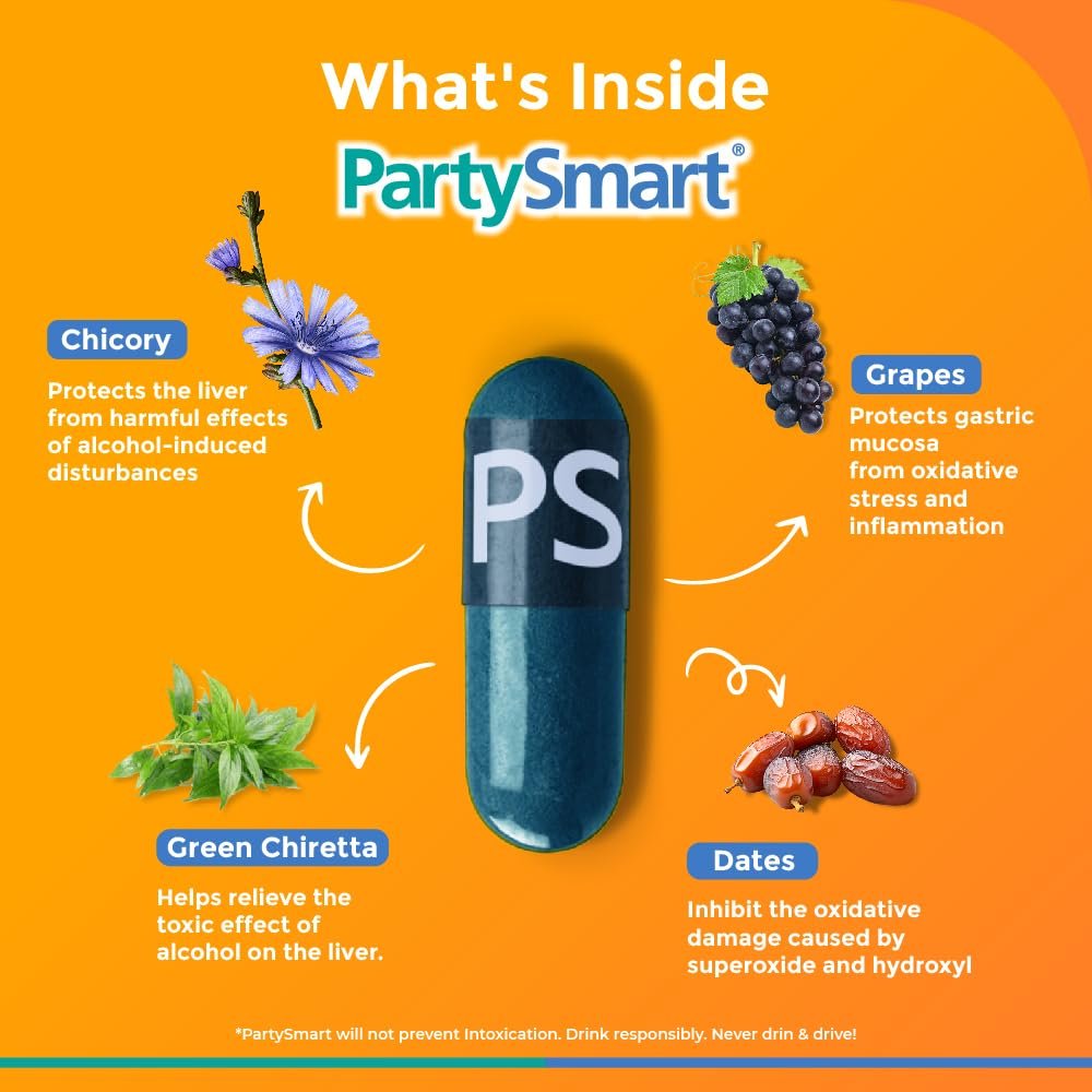 Himalaya PartySmart, 5 capsules |Prevents hangover & helps support liver. Herbal solution, safe, effective & clinically proven thumbnail