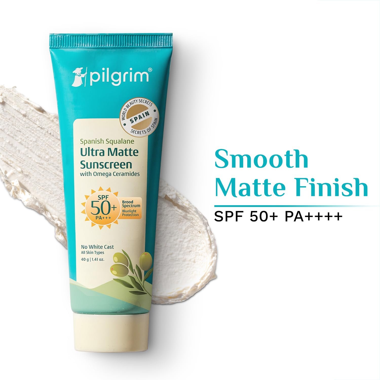Pilgrim Squalane ULTRA MATTE SUNSCREEN SPF 50 PA+++ for women & men with Omega Ceramides & Vitamin E | Broad spectrum, Non-greasy, No white cast | All skin types | 50 gm thumbnail
