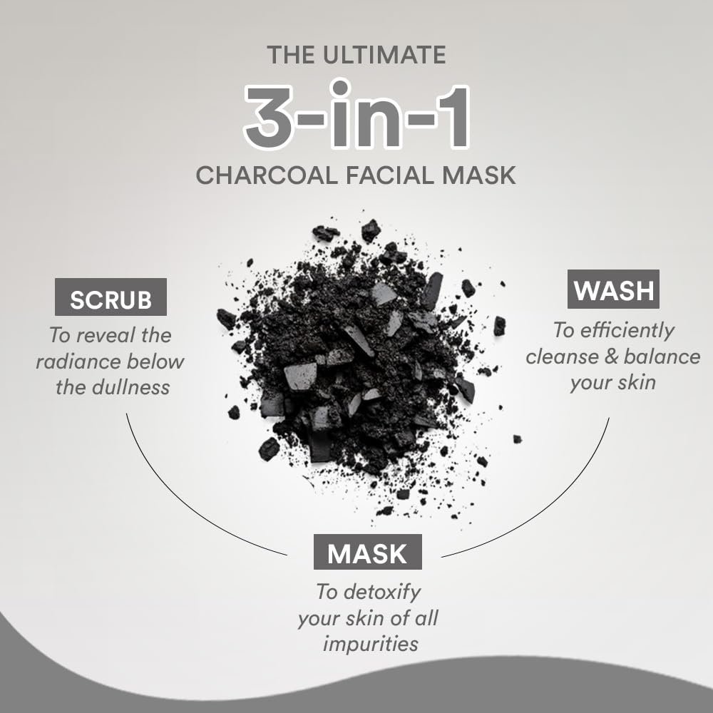 Lacto Calamine 3-in-1 Charcoal Face Scrub-Mask-Wash for Pollution Defence | 100 ml x 1 | Multi-action Encapsulated Charcoal Face Wash, Face Scrub thumbnail