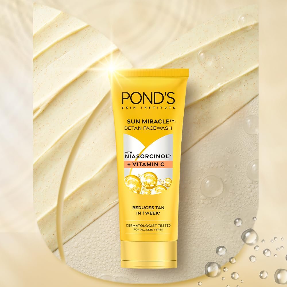 Pond's Detan Face Wash for Tan Removal in Just 7 Days | Contains Vitamin C and Niacinamide | Facewash for All Skin Types, 100gm thumbnail