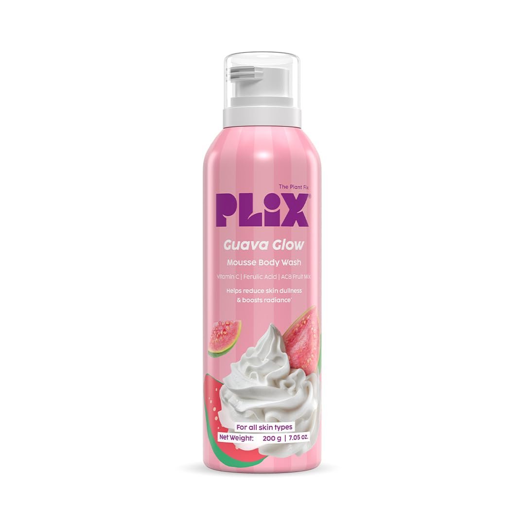 PLIX THE PLANT FIX Guava Mousse Body Wash | Whipped Foaming Cleanser for Glowy, Hydrated & Smooth Skin | Brightening with Vitamin C & Ferulic Acid | 150ml thumbnail