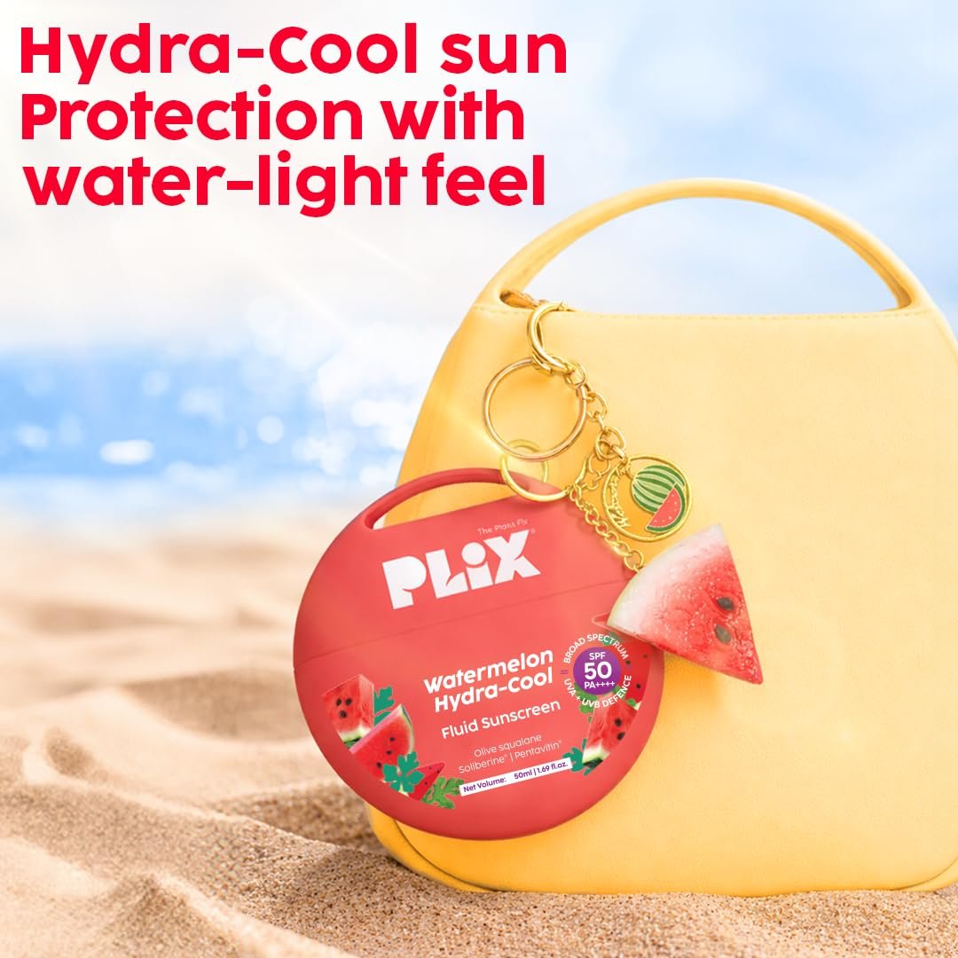 PLIX THE PLANT FIX Watermelon Hydra-Cool Fluid Sunscreen | In Vivo Tested SPF 50 PA++++ | Broad Spectrum Protection | Lightweight Hydration | No White Cast thumbnail