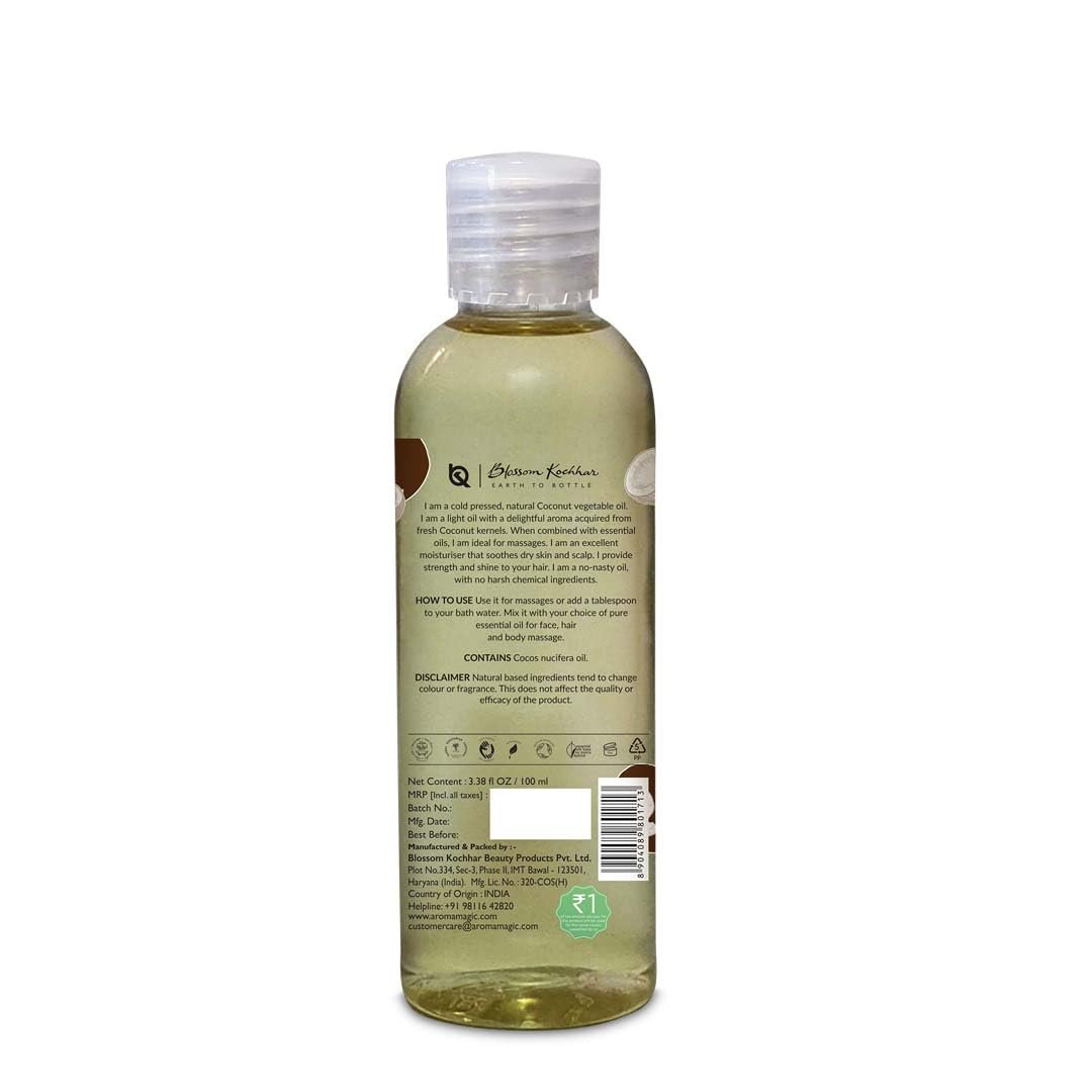 Aroma Magic Coconut Oil Hydrates & moisturises your skin, strengthens hair with shine, & heals burns, wounds and infections -100ml thumbnail