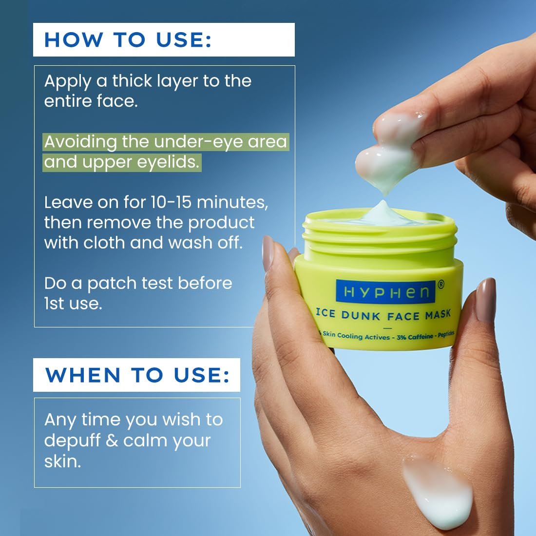 Hyphen Ice Dunk Instant Cooling Face Mask with 31% Skin Cooling Actives | 3% Caffeine - Instant Depuff, Tightening & Pore Reduction | Winter Face Care Routine | - 50 gm thumbnail