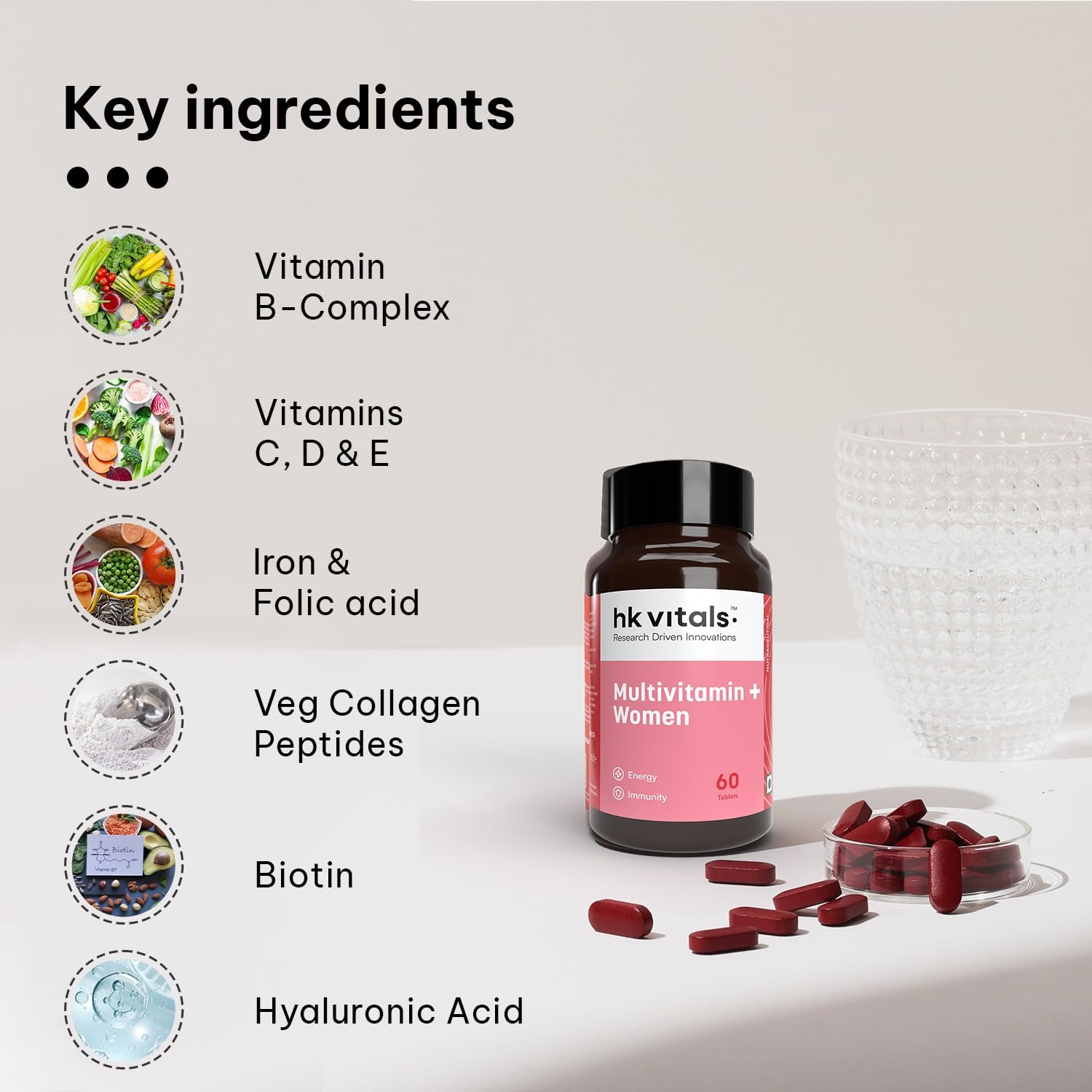 hk vitals Multivitamin Plus Women, 60 Tablets Daily Multivitamin | Supports Joint, Skin & Hair Health thumbnail