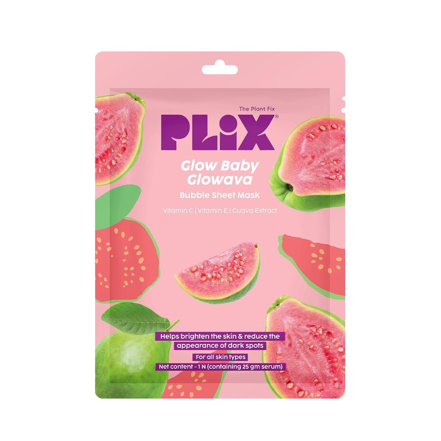 PLIX – THE PLANT FIX Glow, Baby, Glowava Bubble Sheet Mask | Brightening, Hydrating & Pore-Cleansing Care | Vitamin C, Vitamin E & Guava Extract | Fun Bubble Detox thumbnail