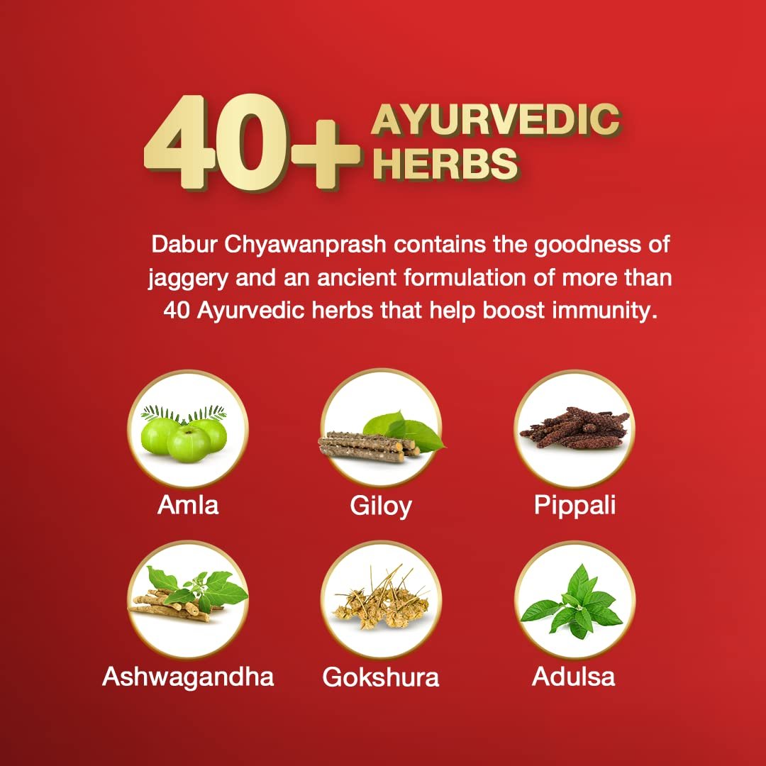 Dabur Chyawanprash Awaleha - 900g | With Goodness of Gur (Jaggery)| 3X Immunity Action | No added Sugar | Helps Improve Digestive & Respiratory Health | With Goodness of 40+ Ayurvedic Herbs thumbnail