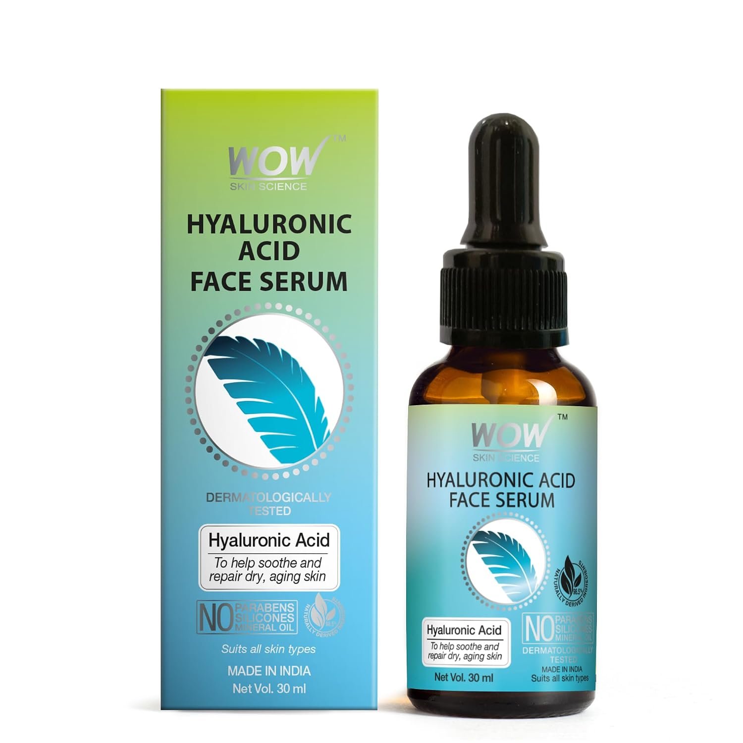 "WOW Skin Science Hyaluronic Acid Moisturising Face Serum | For Dry and Aging Skin | Repair, Smooth & Hydration | All Skin Types | Parabens Free | For Women & Men | 30 ml" thumbnail