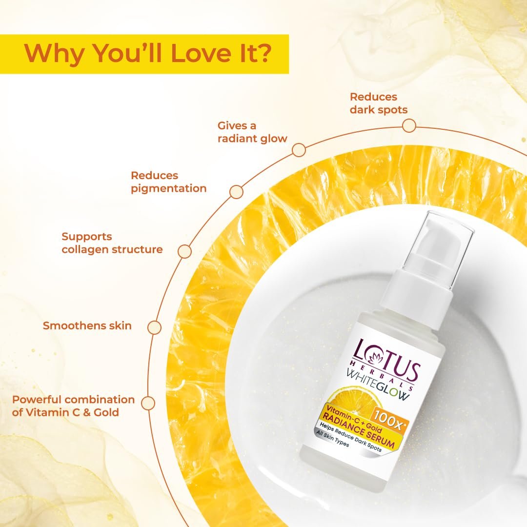 Lotus Herbals WhiteGlow Vitamin C and Gold Radiance Face Serum 30ml thumbnail