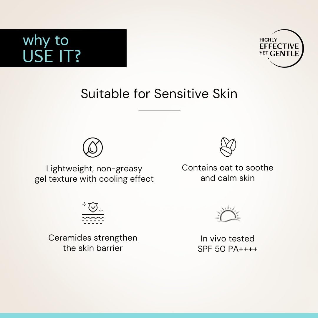 Deconstruct Oats & Ceramide Gel Sunscreen SPF 50 PA++++ |In Vivo| Barrier Repair for Sensitive & Oily skin | Soothes, Calms Skin | New Gen UV Filters |Lightweight & Non-greasy | 50g thumbnail