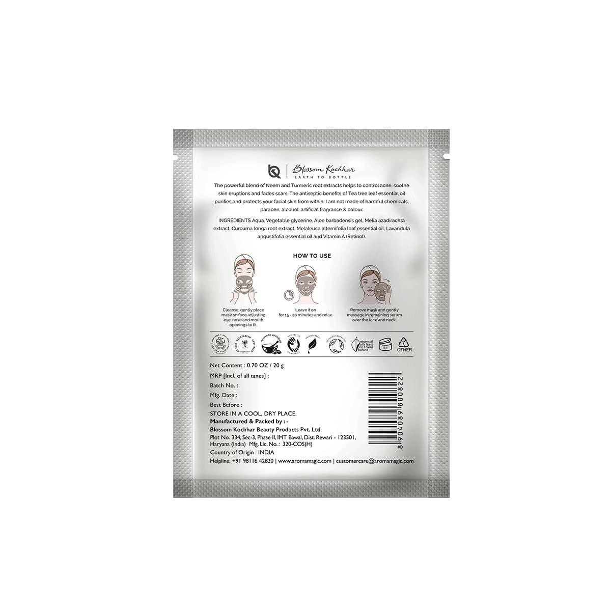 Aroma Magic Spot Free Me Sheet Mask | Controls acne, soothes eruptions, purifies & fades scars with Lavender & tea tree essential oils, neem extracts, vitamin A (retinol) | All Skin thumbnail
