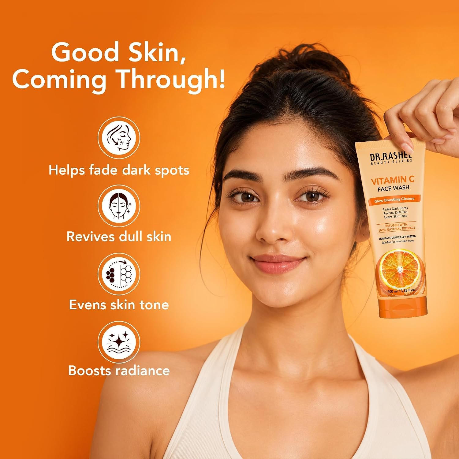 DR.RASHEL Beauty Elixirs Vitamin C Face Wash Enriched with Vitamin C Paraben, SLS & Silicone-Free Brightening Skin Cleansing For All Skin Types (100ml) thumbnail