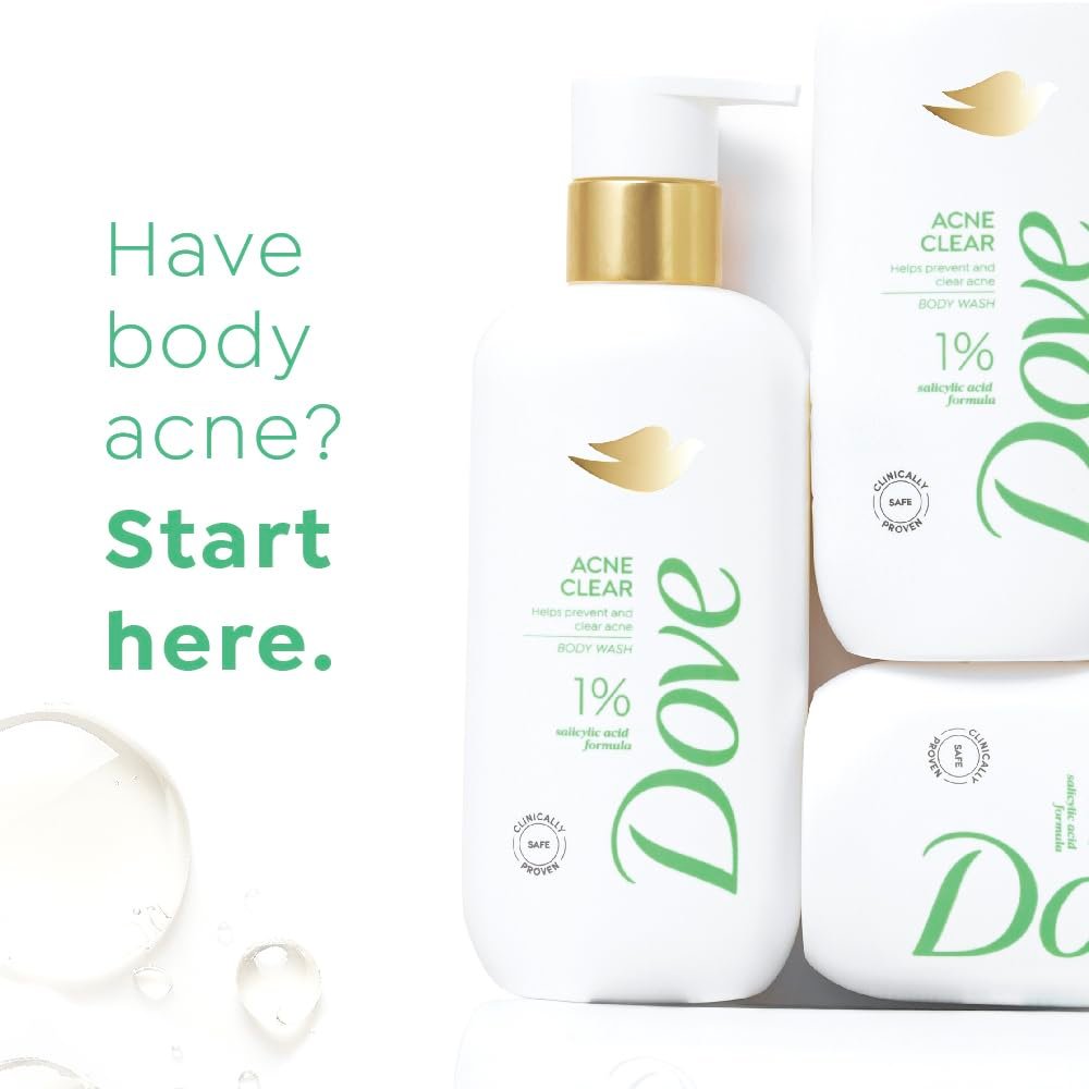DOVE Acne Clear Serum Body Wash, 300 ml, for Clearer Skin, with 1% Salicylic Acid, Reduces Blemishes and Breakouts, Sulfate-Free, Dermatologist Approved thumbnail