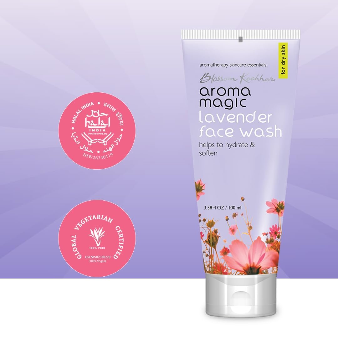 Aroma Magic Lavender Face Wash – Hydrating & Nourishing Cleanser with Rose Oil & Orange Extract for Dry & Sensitive Skin – 100ml thumbnail