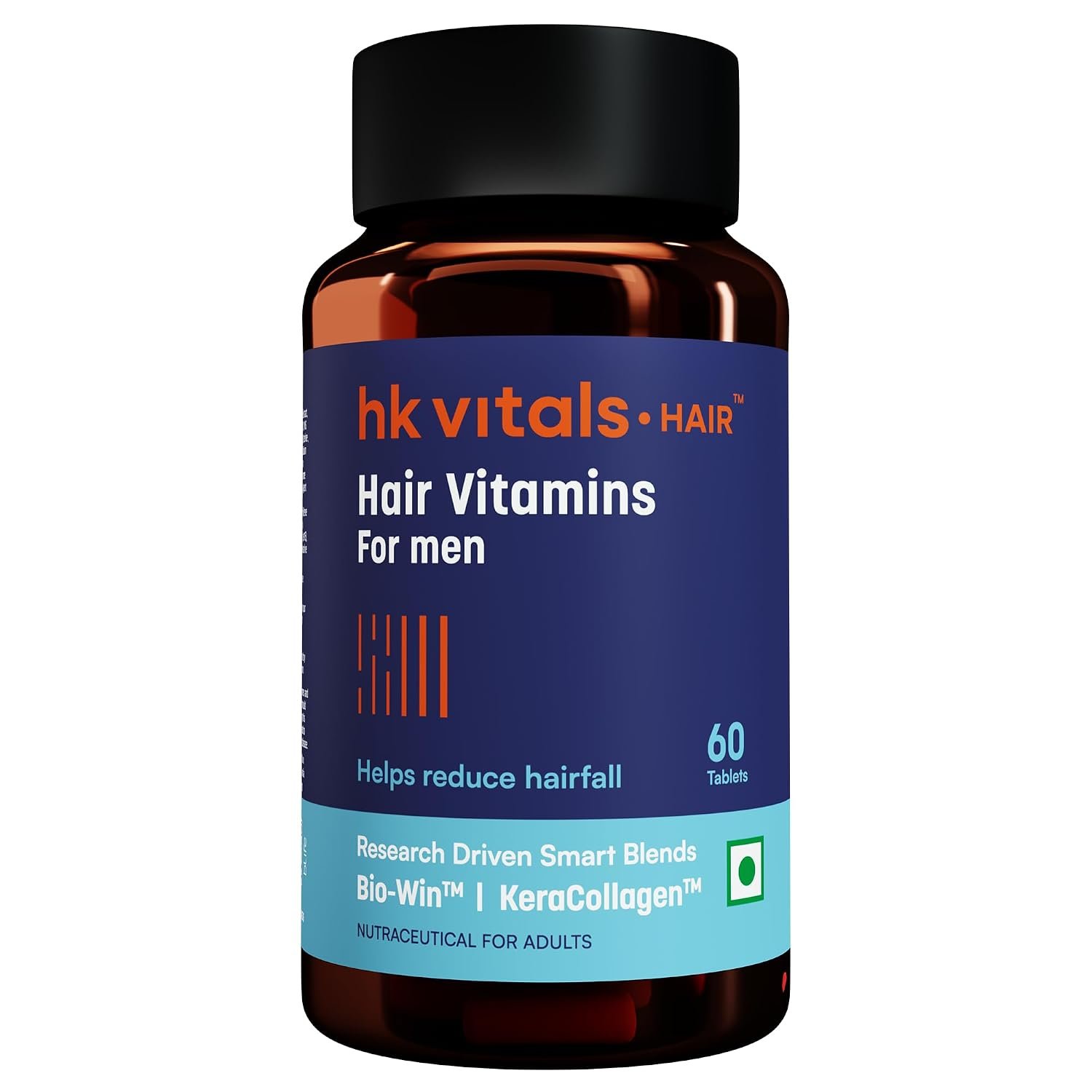 hk vitals Hair Vitamin with DHT Blockers, 60 Tablets With Omega & Biotin | Supports Keratin Synthesis & Helps Reduce Hair Fall