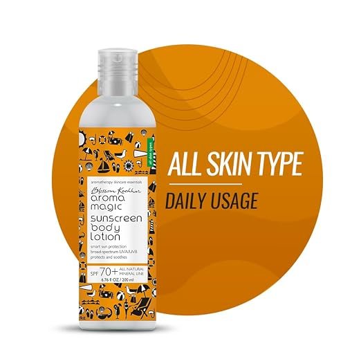 Aroma Magic Sunscreen SPF 70+ Body & Face Lotion Offers broad-spectrum UVA/UVB protection & relieves sunburns | with Zinc Oxide & Pro-Vitamin B5 (All skin types) 200ml