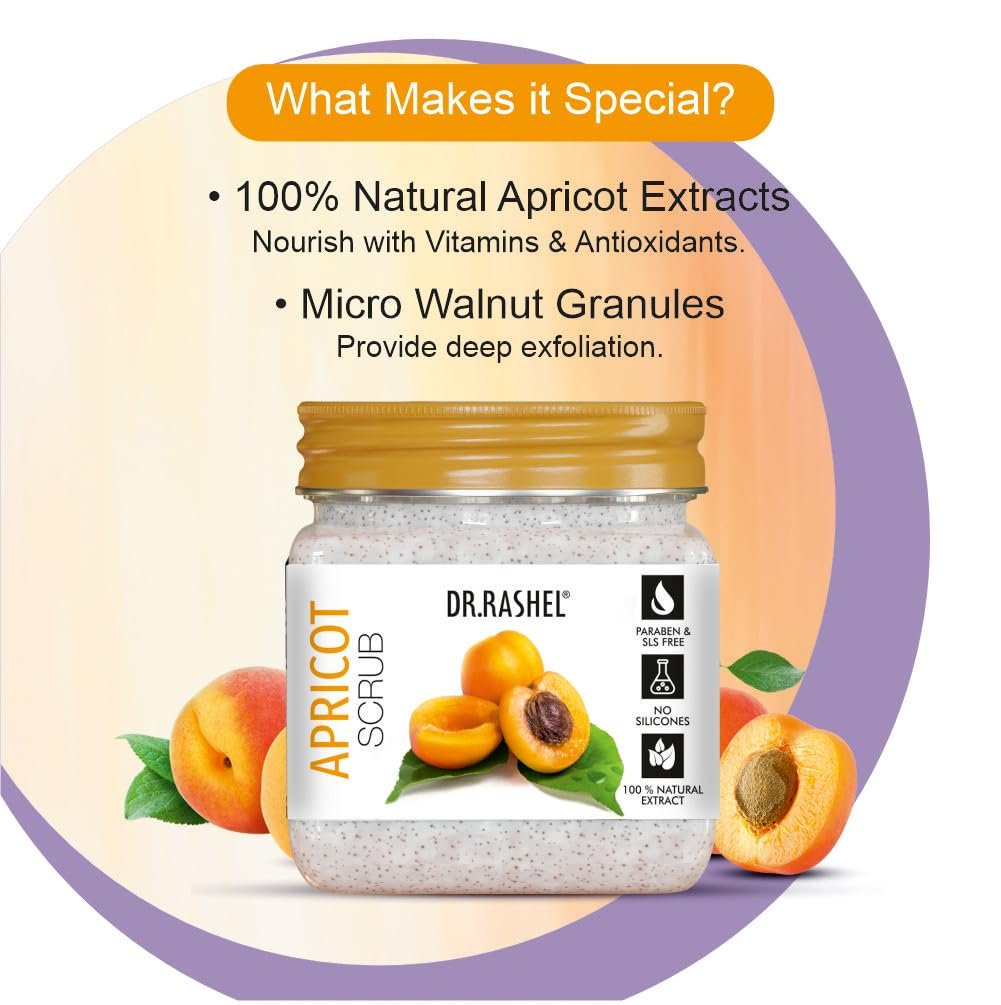 DR.RASHEL Apricot Scrub For Face & Body (380 Ml) | All Skin |Cleanser Scrub For Deep Exfoliation | Dead Skin Remover| Tan Removal | Blackhead Remover thumbnail