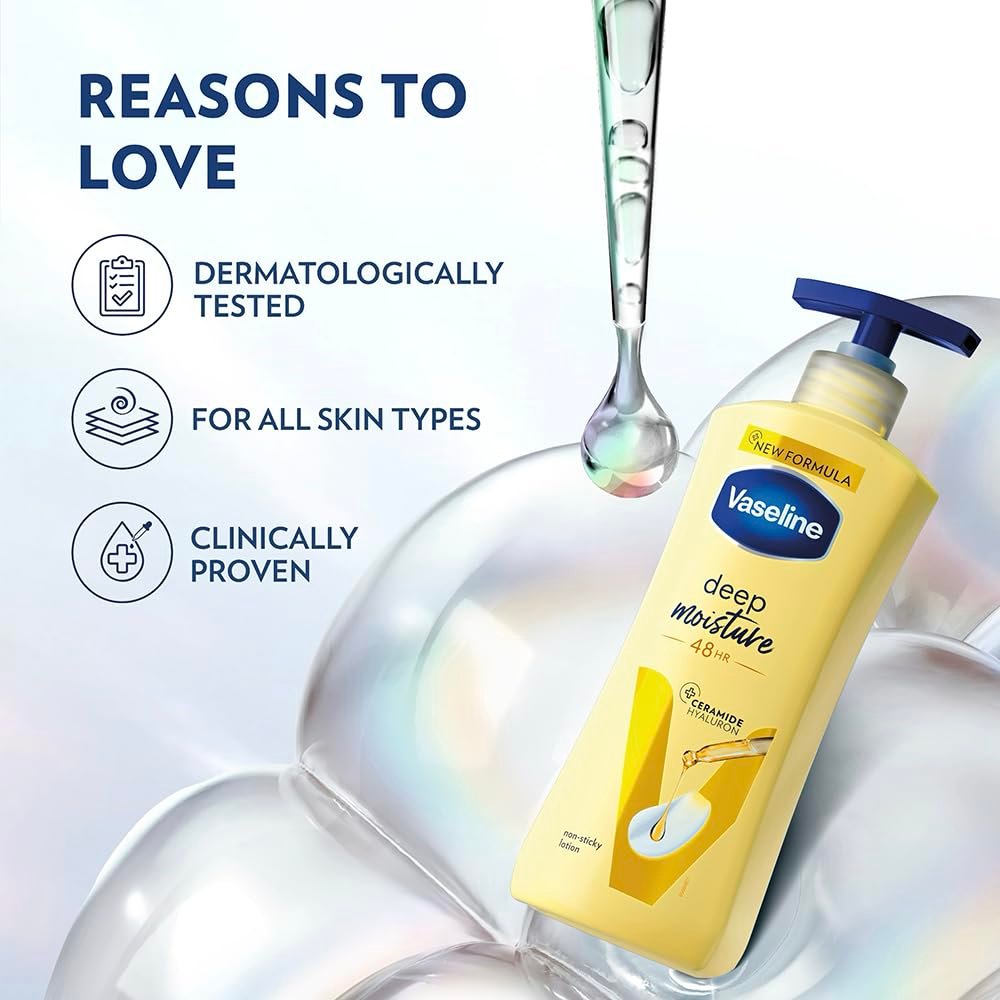 Vaseline Deep Moisture Body Lotion with Ceramide Hyaluron Fillers | 10X More Moisture for Cushion Soft Glowing Skin 600ml thumbnail