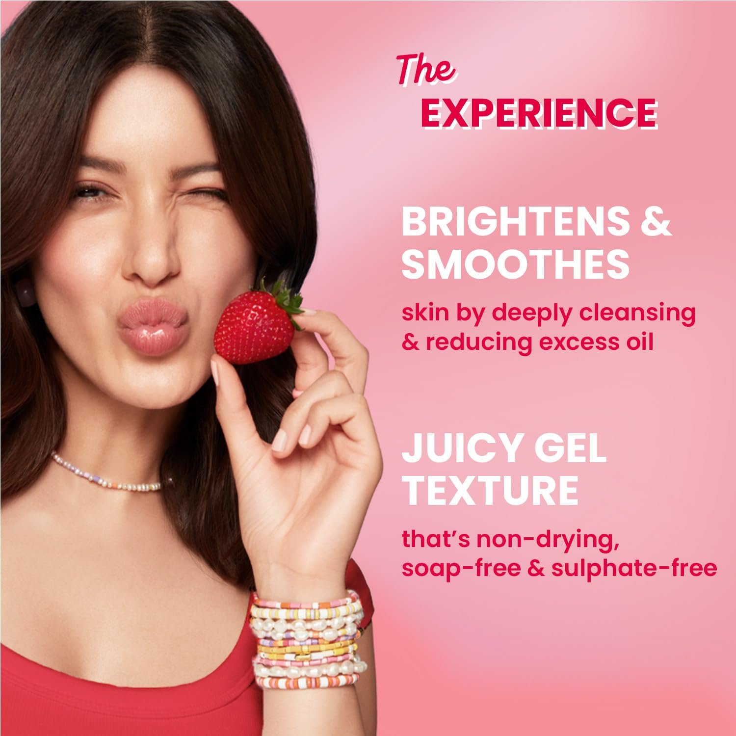Strawberry Bright Niacinamide Gel Face Wash, Non-Drying Formula, Brightens & Smoothes, Evens Skin Tone, Reduces Excess Oil, Unclogs Pores, Deeply Cleanses 100g thumbnail