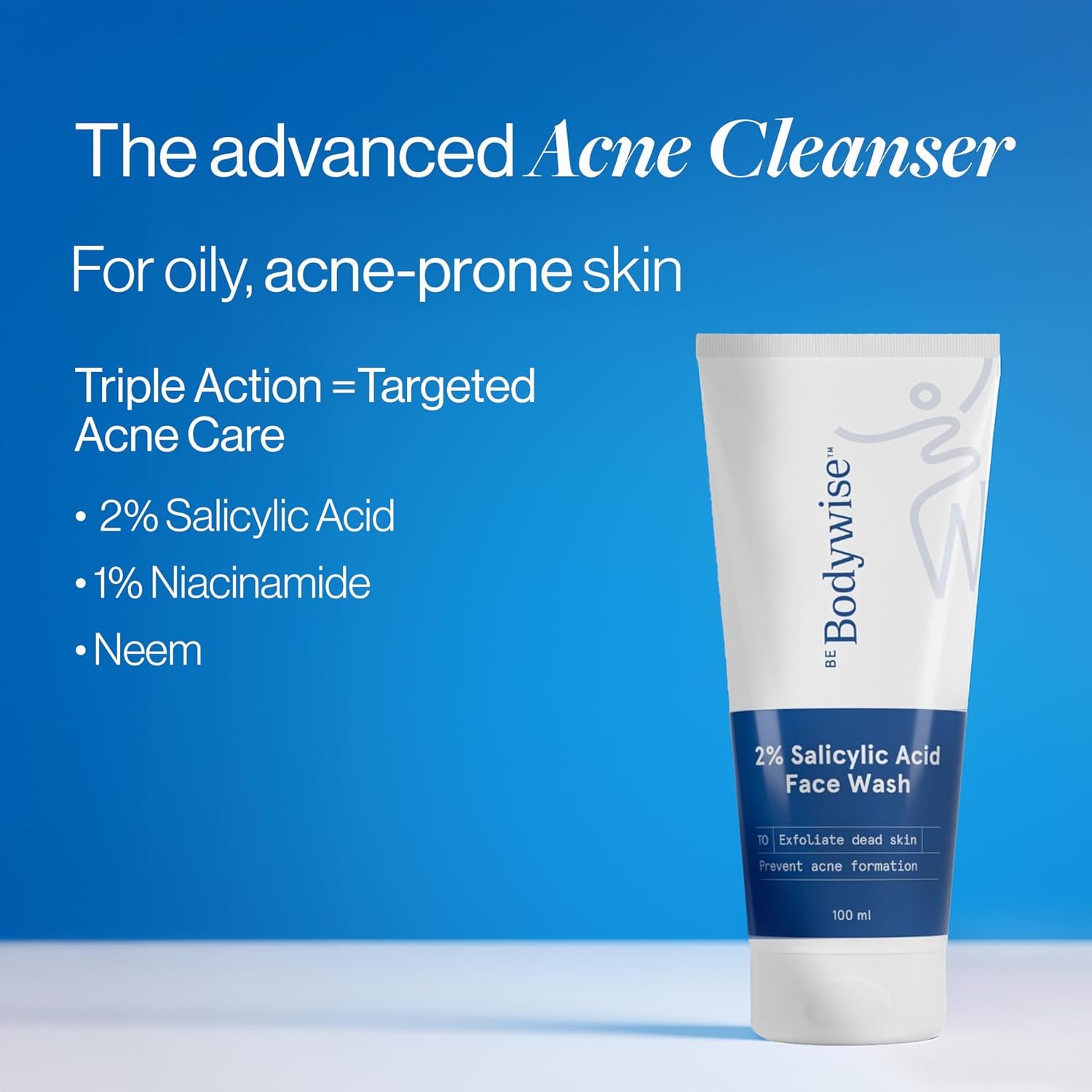 Be Bodywise 2% Salicylic Acid Face Wash for Acne Prone skin | For Oily & Sensitive skin | Deep Cleanses your Skin & Prevents Acne | Developed by Dermatologists | 100ml thumbnail