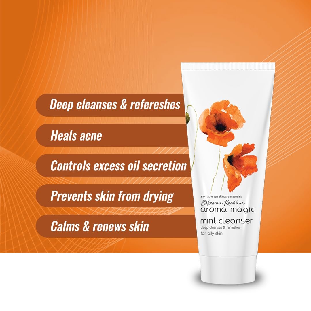 Aroma Magic Mint Cleanser to Refreshes, Heals acne, & Hydrates with Peppermint, Chinaberry seed, jojoba seed, spearmint & clove extracts | For Oily & Acne Prone Skin - 100 gm thumbnail
