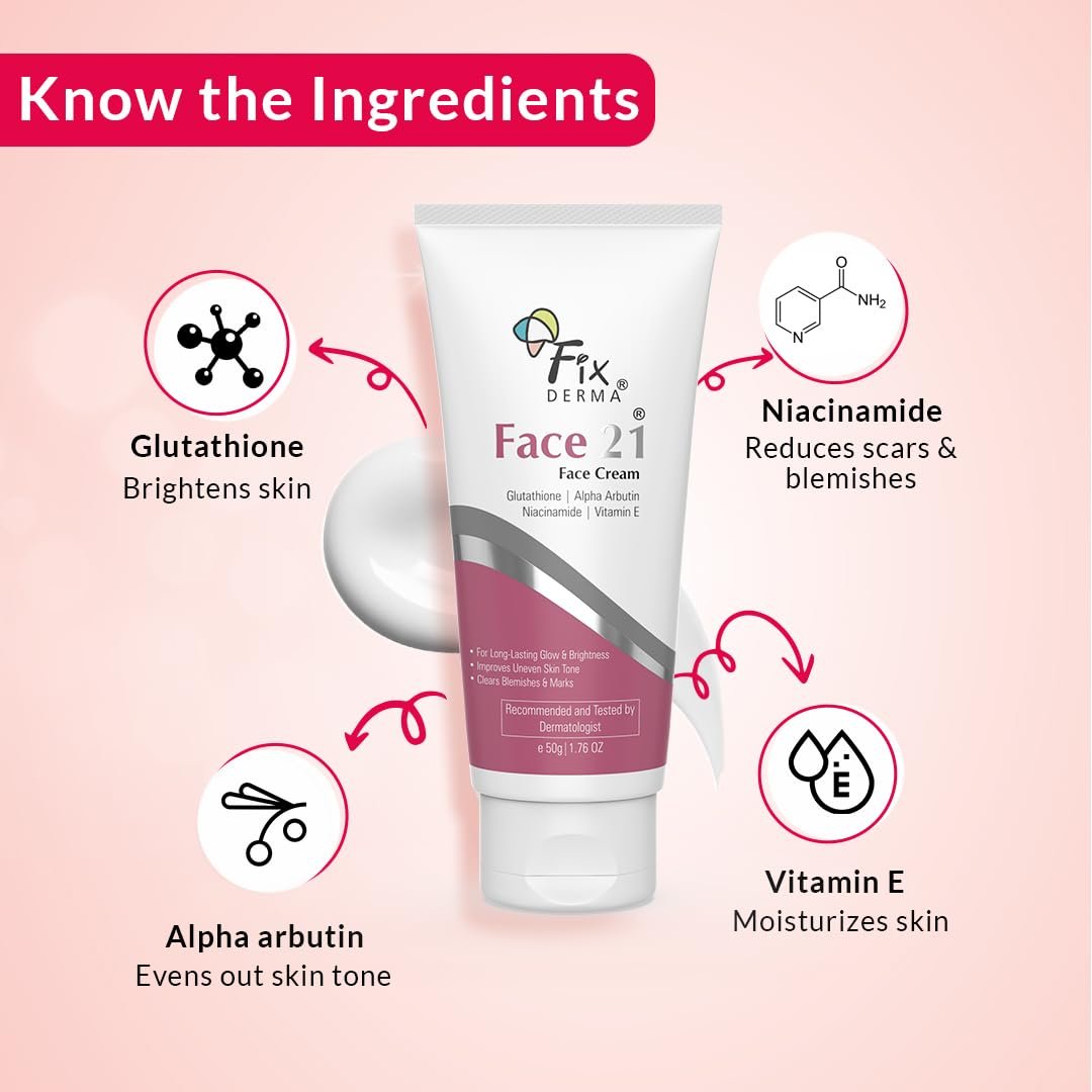 Fixderma 2% Niacinamide Face 21 Cream with Alpha Arbutin | Anti Ageing Cream for Women | Reduces Wrinkles and Fine Lines - 50 gm thumbnail