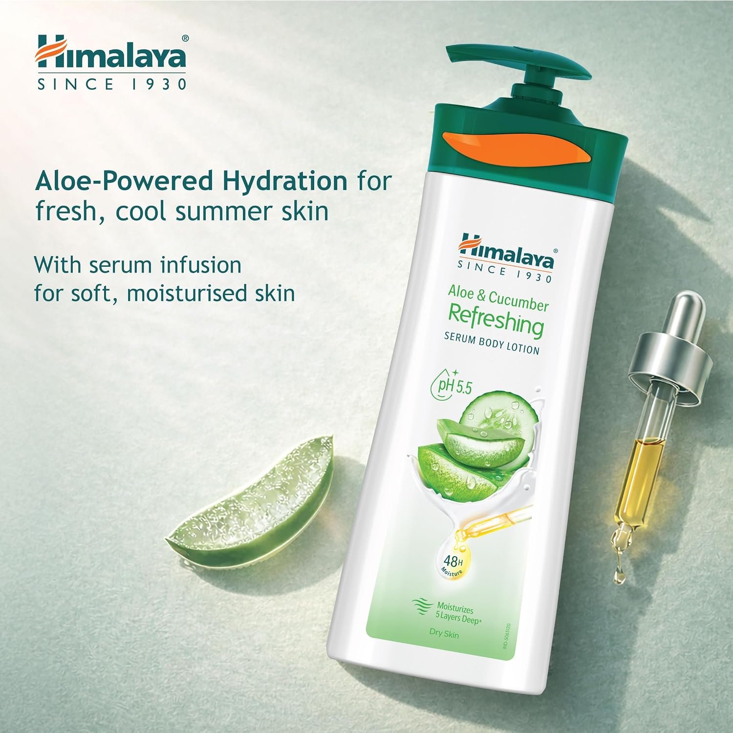 Himalaya Aloe & Cucumber Refreshing Serum Body Lotion| 400ml| Aloe Vera | Cucumber Extracts| Refreshes & Cools Skin | 48 H Moisturization | pH 5.5 | Moisturizes 5 Layers Deep thumbnail