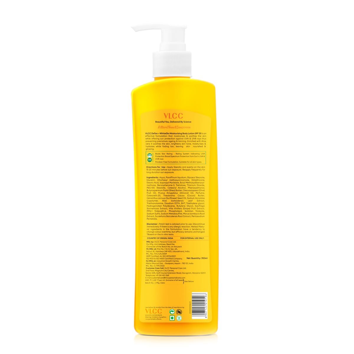VLCC Bright Glow Sunscreen Body Lotion SPF 30 PA+++ | Brightens and Moisturises Skin. With Cocoa & Shea Butter, Aloe vera & Almond Oil. thumbnail