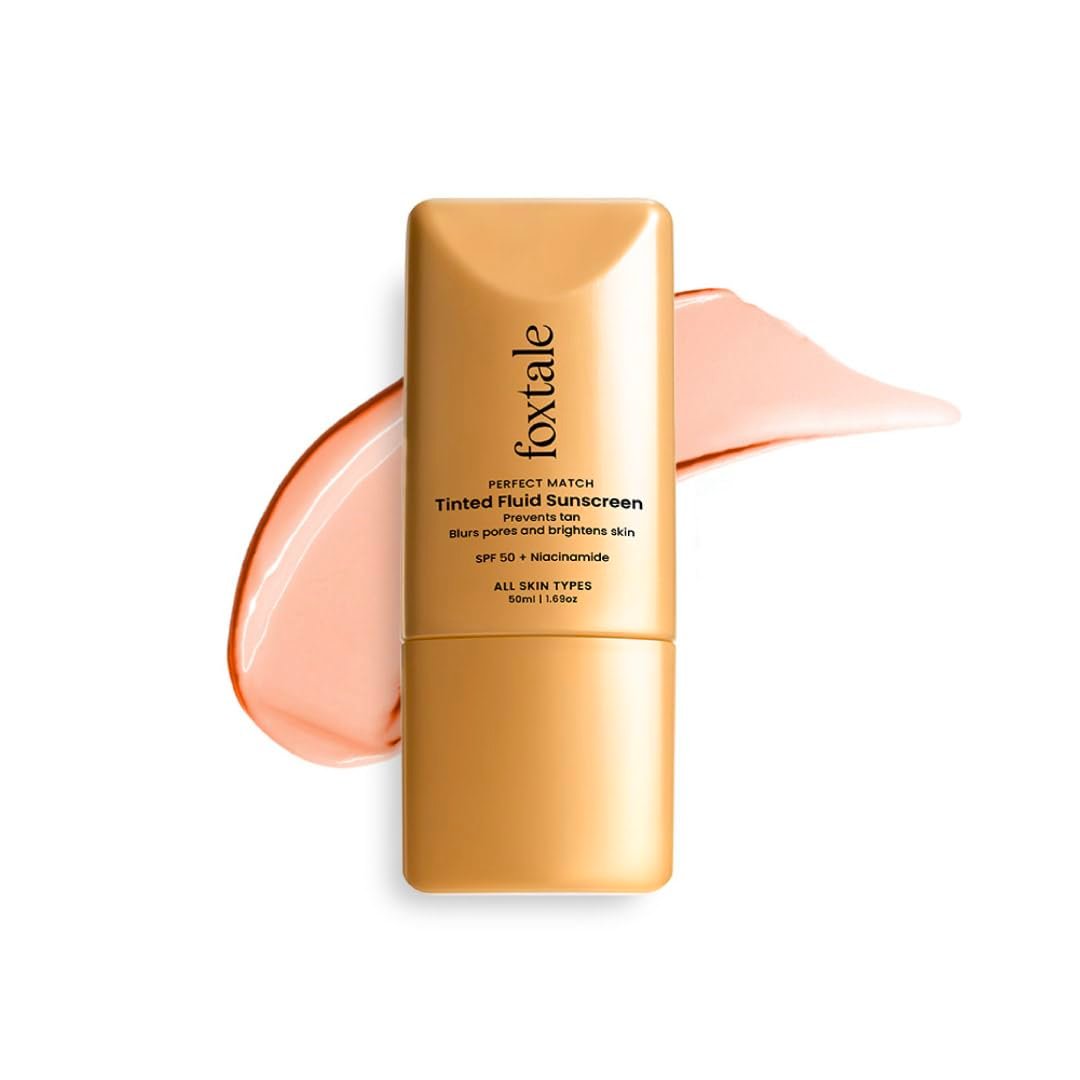 Foxtale SPF 50 PA++++ Tinted Sunscreen, 01 Nude | in-Vivo Tested & UVA/B Protection | Niacinamide & Vitamin E | Daily Wear, Blurs Pores, Evens Tone, Matte Finish, Non-Greasy | 50ml thumbnail