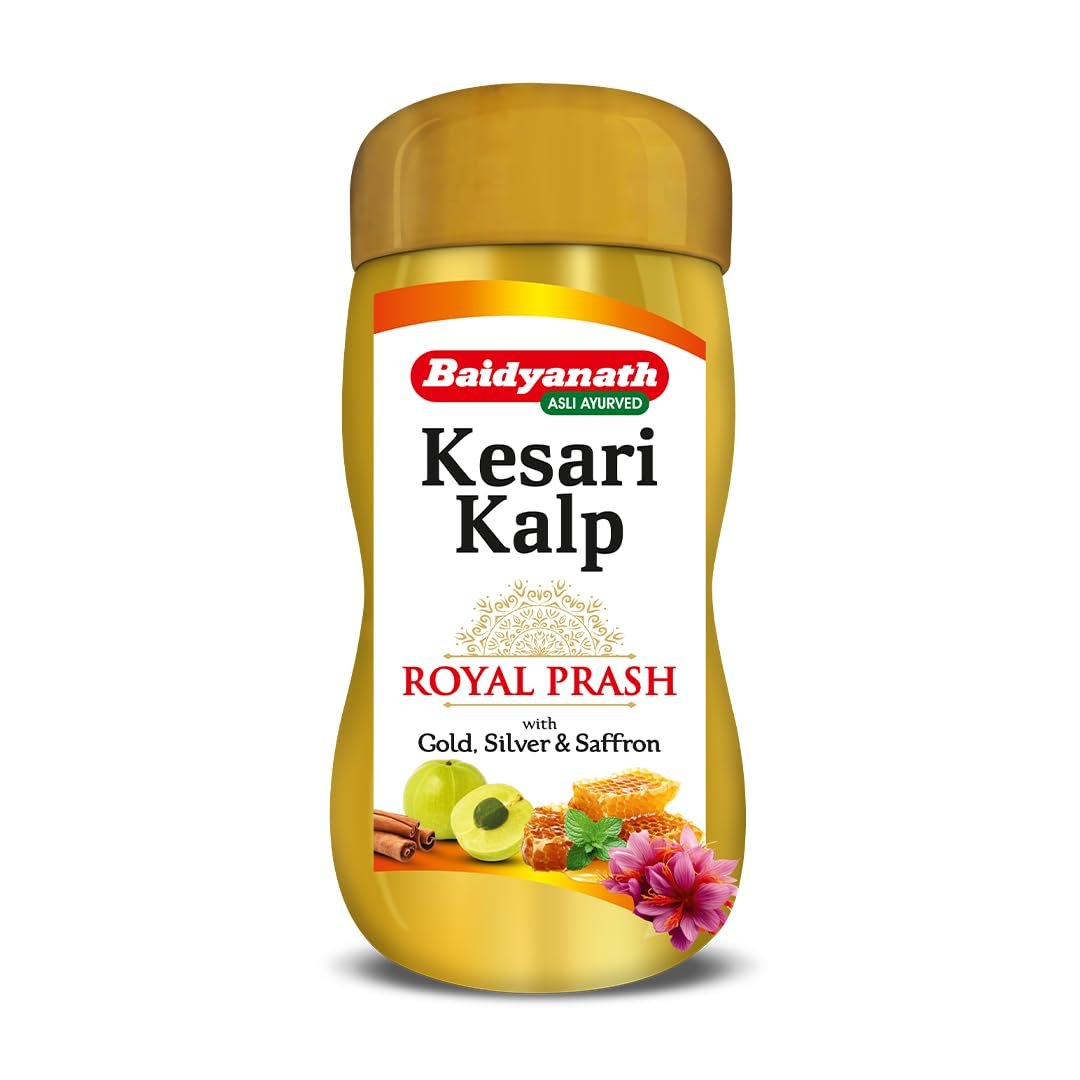 Baidyanath Ayurved Kesari Kalp Royal Chyawanprash - 1kg - Promotes Vitality, Strength & Stamina in Adults and Elderly | Revitalizer Enriched with Gold and Saffron