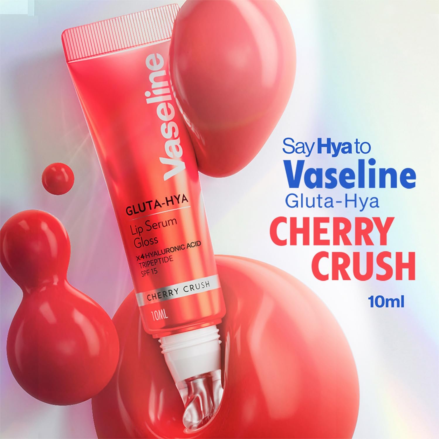 Vaseline Gluta-Hya Cherry Crush Lip Gloss, Serum Lip Care with Hyaluronic Acid and GlutaGlow Technology, Tints, Plumps and Protects with SPF15 for Plumper Lips | 10 ml thumbnail