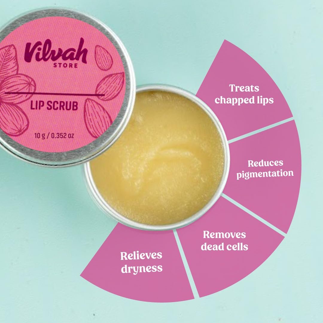 Vilvah Lip Scrub | Exfoliates & Removes Dead Skin, Reduces Lip Pigmentation & Tan, Heals Chapped & Cracked Lips, Moisturising Care with Lemon Oil, Avocado Oil & Shea Butter ,10g thumbnail