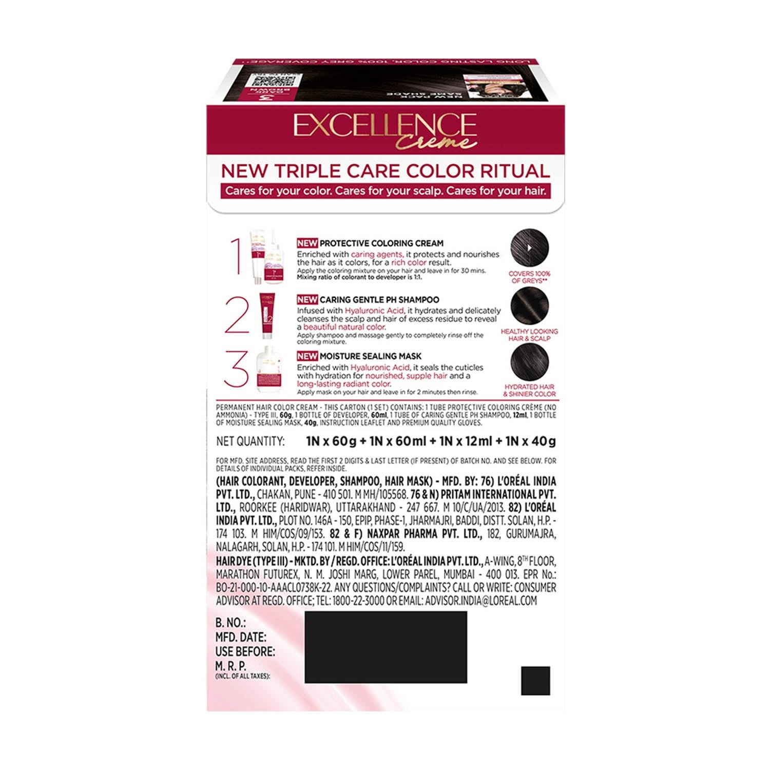 L'Oréal Paris Permanent Hair Colour, Radiant At-Home Hair Colour with up to 100% Grey Coverage, Pro-Keratin, Up to 8 Weeks of Colour, 72ml+100g thumbnail