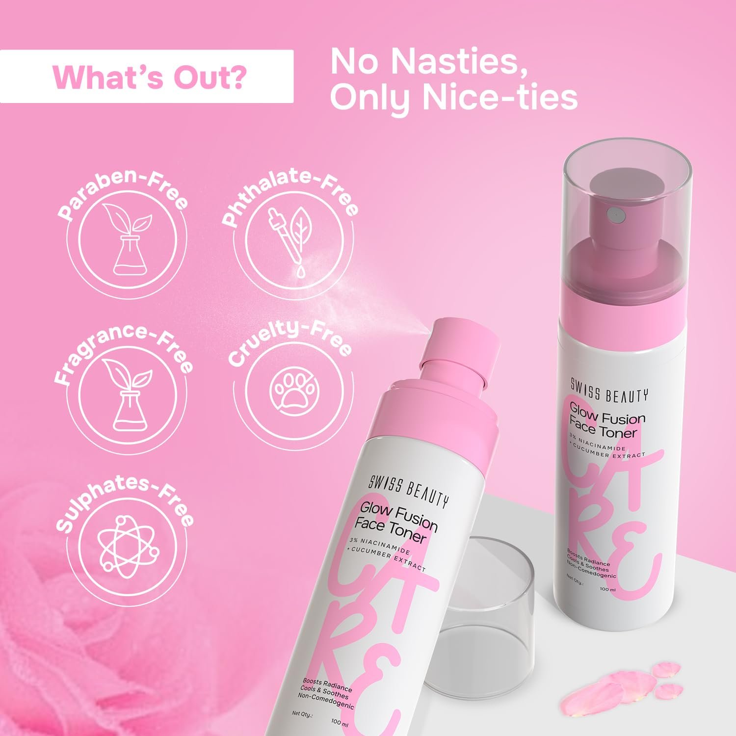 Swiss Beauty Care Glow Fusion Face Toner | Hydrating & Soothing | 3% Niacinamide & Cucumber Extract | Refreshing | 100ml thumbnail