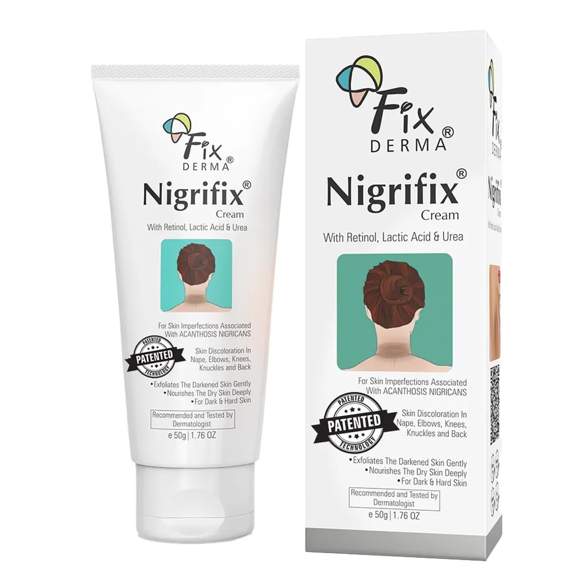 Fixderma Nigrifix Cream for Acanthosis Nigricans with Lactic Acid | Dermatologist Tested Retinol Cream | For Dark Body Parts like Neck, Ankles, Thighs & Elbows | Exfoliant- 50g