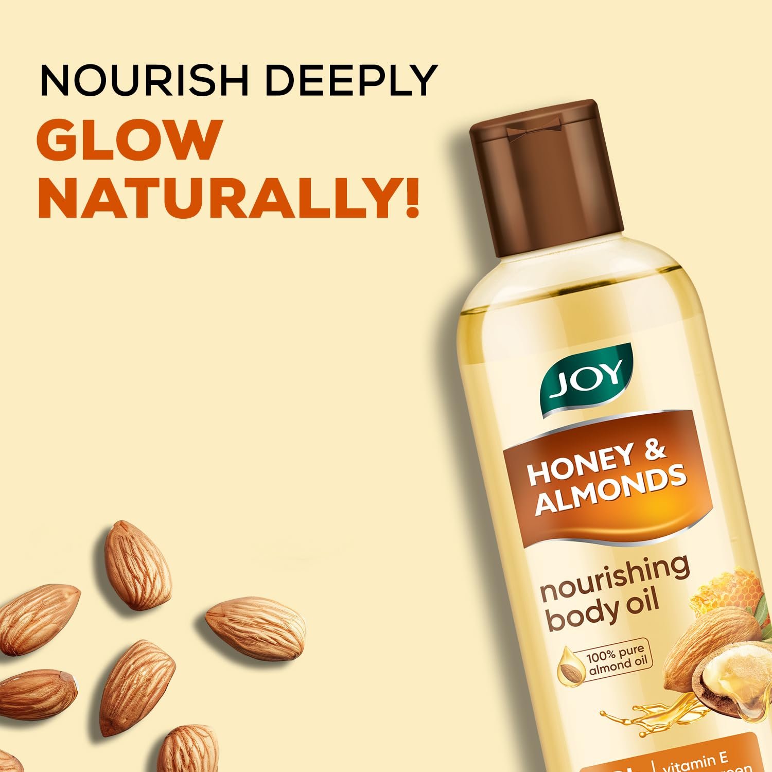 Joy Honey & Almonds Body Oil – After-Bath Daily-Use Badam Massage Oil with Vitamin E & Sunscreen | Full-Body Relaxation, Dry-Skin & Moisture | 200 ml thumbnail